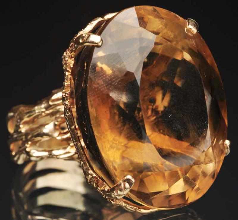 Appraisal: K Y Gold Smokey Topaz Ring Massive topaz carats Weight