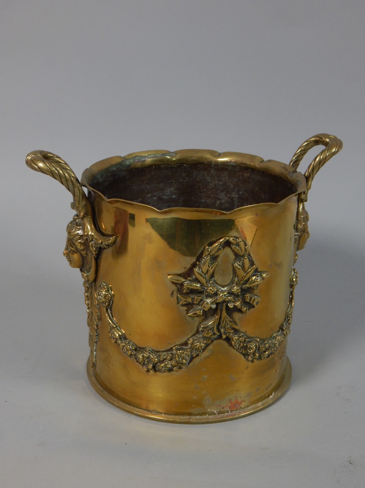 Appraisal: A Trench art coal bucket applied with Neo-classical style mounts