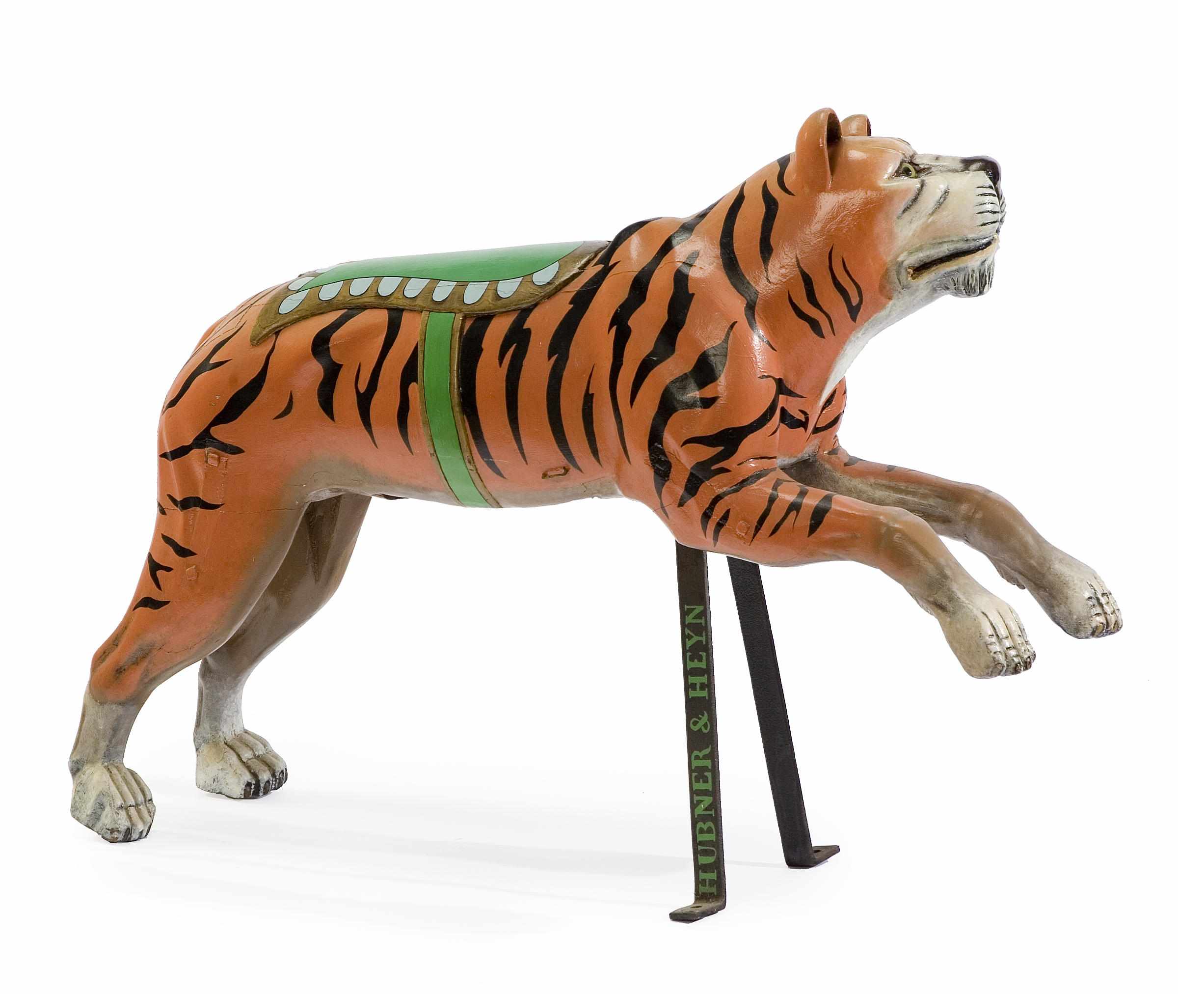 Appraisal: A Continental carved and painted carousel tiger early th centuryheight