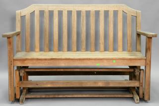 Appraisal: Teak bench glider lg Teak bench glider lg