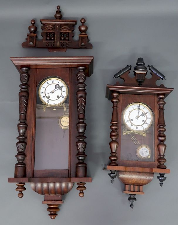 Appraisal: Two Austrian Regulator Clocks Two Austrian regulator clocks each with