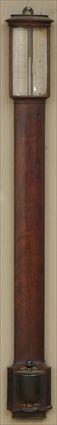 Appraisal: GEORGE III MAHOGANY STICK BAROMETER The engraved brass dial signed