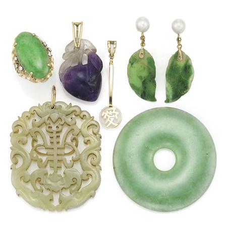 Appraisal: Group of Jade and Amethyst Jewelry Estimate -