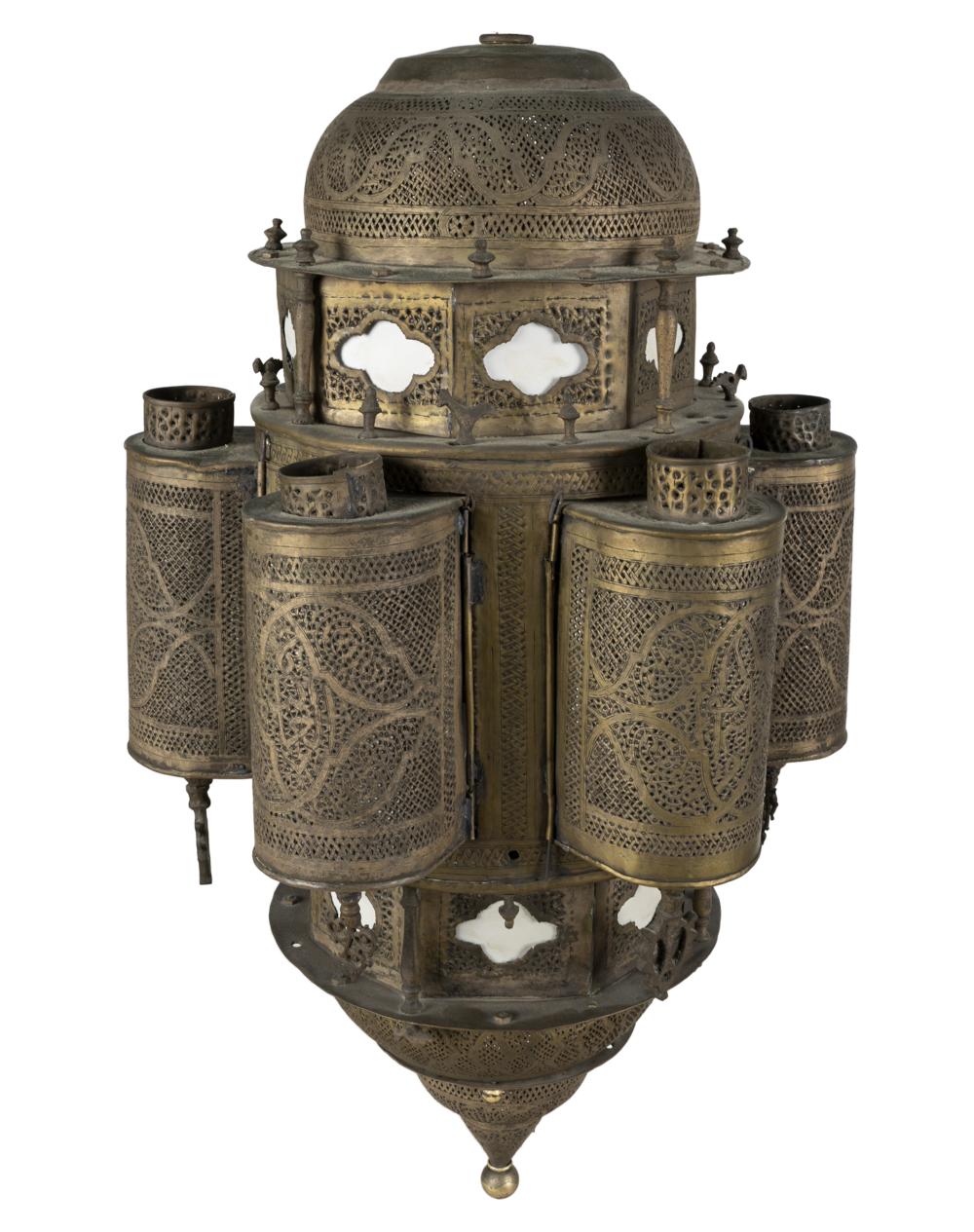 Appraisal: MOROCCAN PIERCED BRASS LANTERNProvenance Estate from The Wilshire Los Angeles