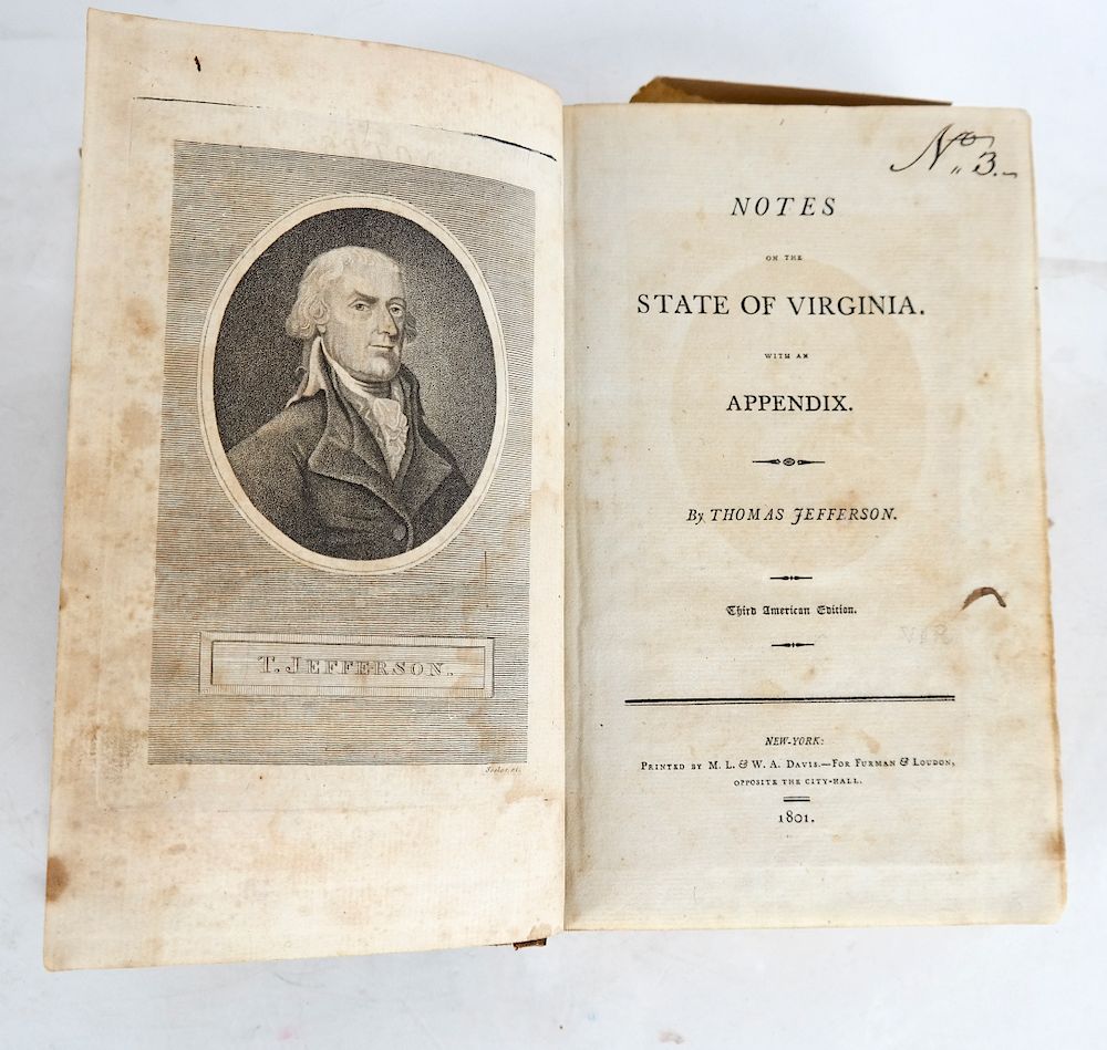 Appraisal: Thomas Jefferson Notes on Virginia Map rd Ed Notes of