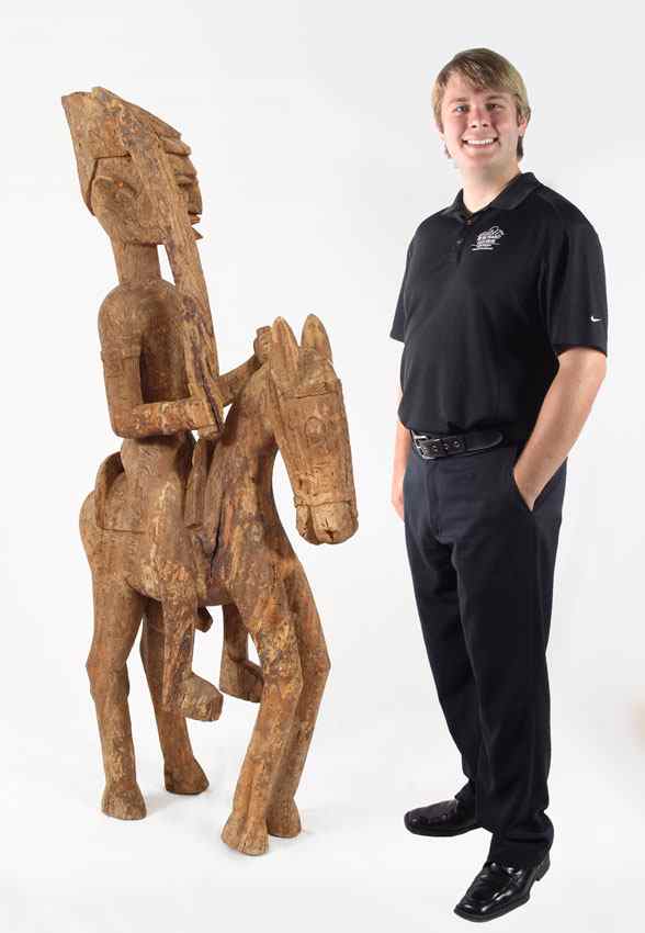 Appraisal: CARVED AFRICAN DOGON HORSE AND RIDER '' x '' x