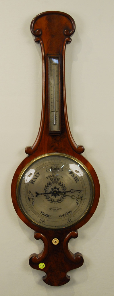 Appraisal: LATE GEORGIAN MAHOGANY BAROMETER B D G Battista Downham maker