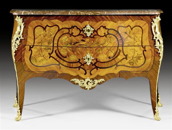 Appraisal: COMMODE A FLEURS Louis XV stamped A DELORME Adrien Delorme