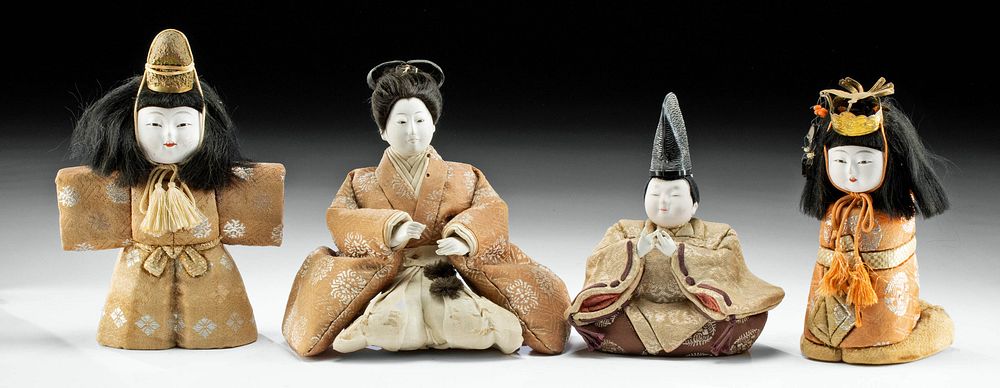 Appraisal: Early th C Japanese Bisque Brocade Fabric Dolls East Asia