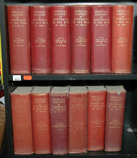 Appraisal: TWELVE VOLUMES OFFICIAL HISTORY OF AUSTRALIA IN THE WAR -