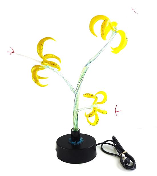 Appraisal: Mundy Hepburn American b Lilies illuminated hand-blown glass sculpture three