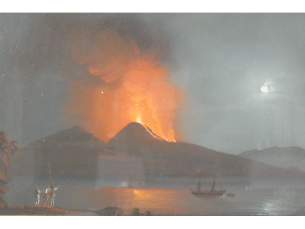 Appraisal: ITALIAN SCHOOL A Volcano Erupting with figures in the foreground