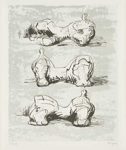 Appraisal: HENRY MOORE Three Reclining Figures Color lithograph x mm x