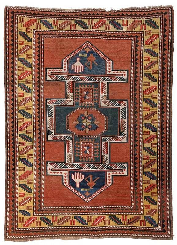 Appraisal: Kazak Rug late th century double mirab prayer rug hand