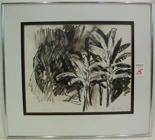 Appraisal: TOM HARDY WATERCOLOR ON PAPER Redmond Oregon born Palm Trees