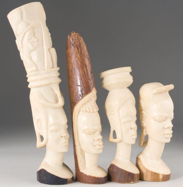 Appraisal: Four African Carved Ivory Female Busts all from tusk sections