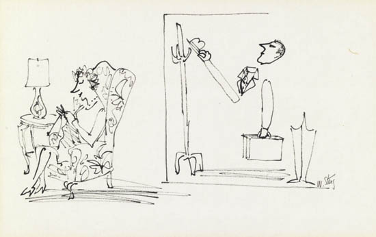 Appraisal: WILLIAM STEIG Coming Home from Work Black ink on cream