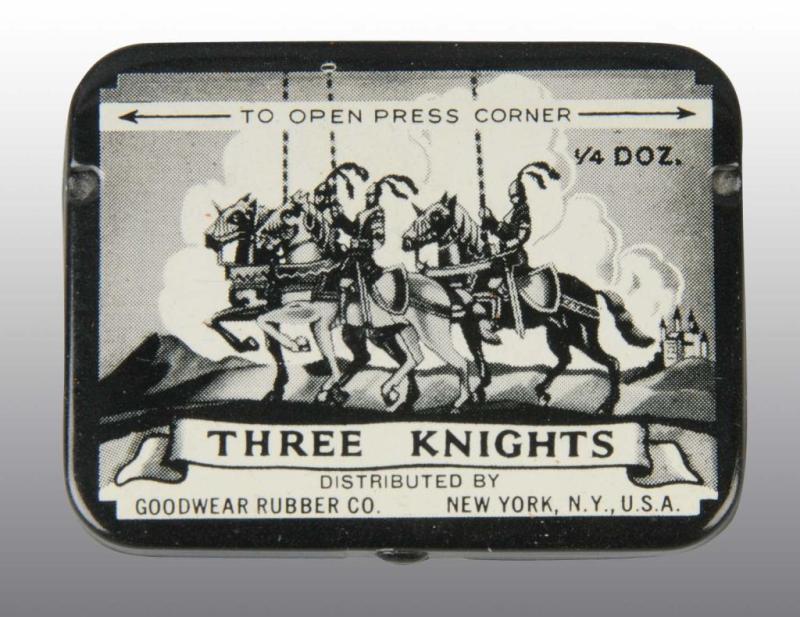 Appraisal: Three Knights Condom Tin Condition Near Mint