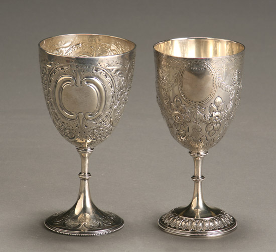 Appraisal: Two Victorian Silver Wine Goblets The first Fenton Brothers Sheffield