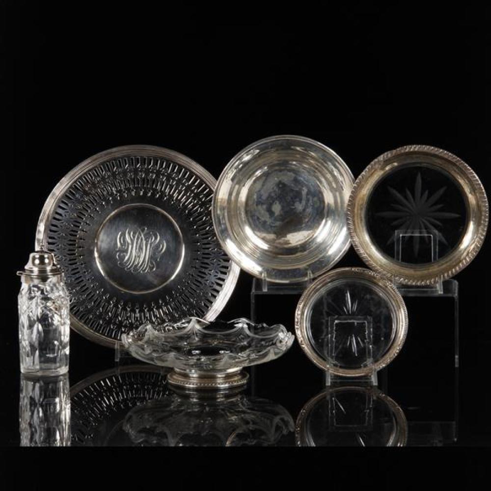 Appraisal: STERLING AND CUT GLASS TABLE ARTICLES PC BAILEY BANKS BIDDLE