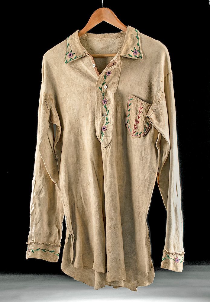 Appraisal: th C Native American Santee Sioux Beaded Hide Shirt Native