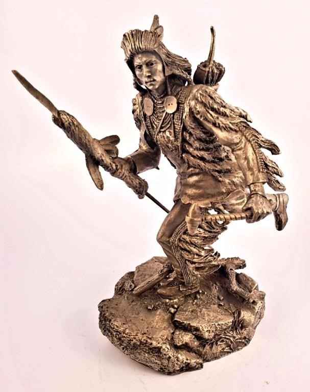 Appraisal: Crow Scout Is a tall pewter sculpture by Jim Ponter