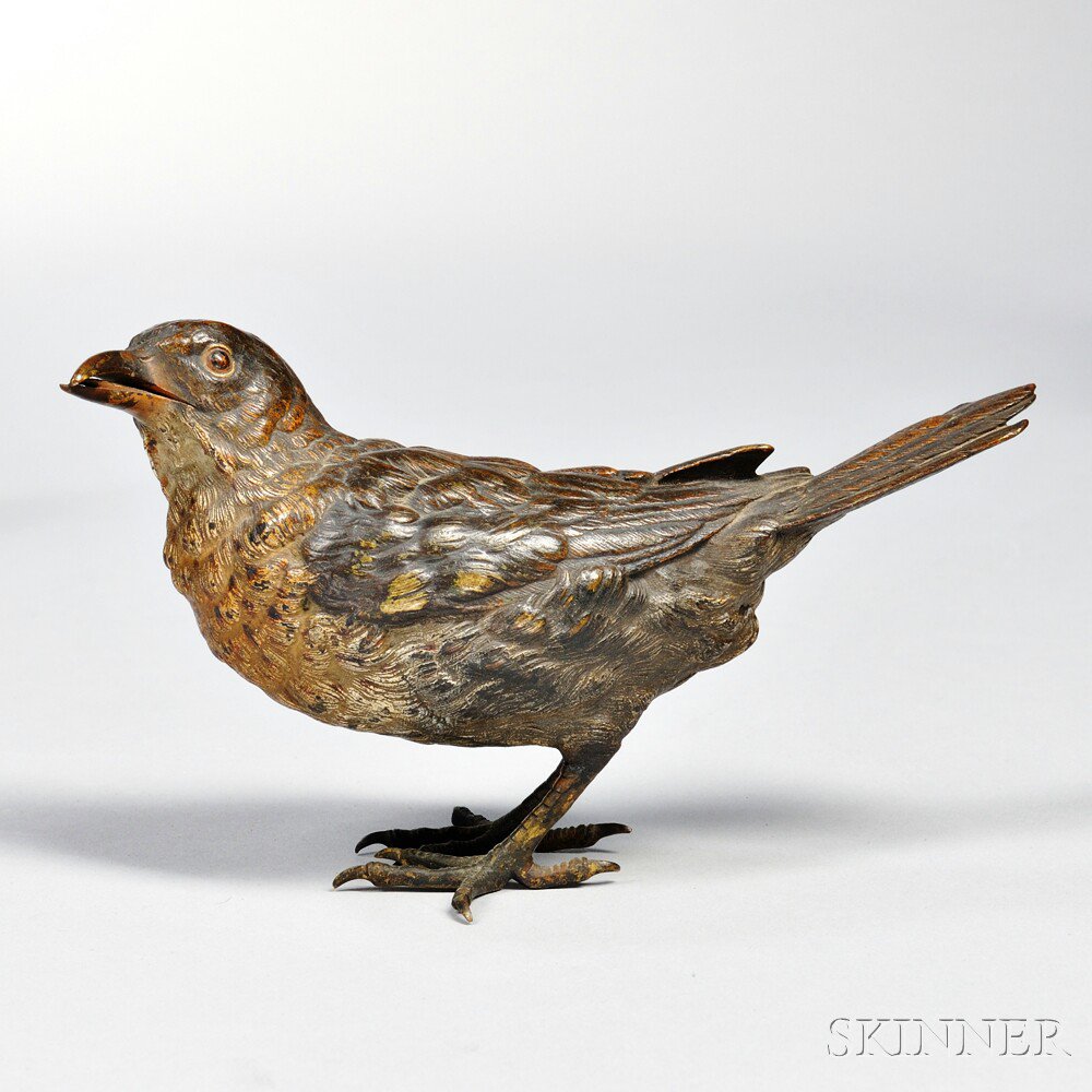 Appraisal: Austrian Cold-painted Bronze Model of a Bird late th early