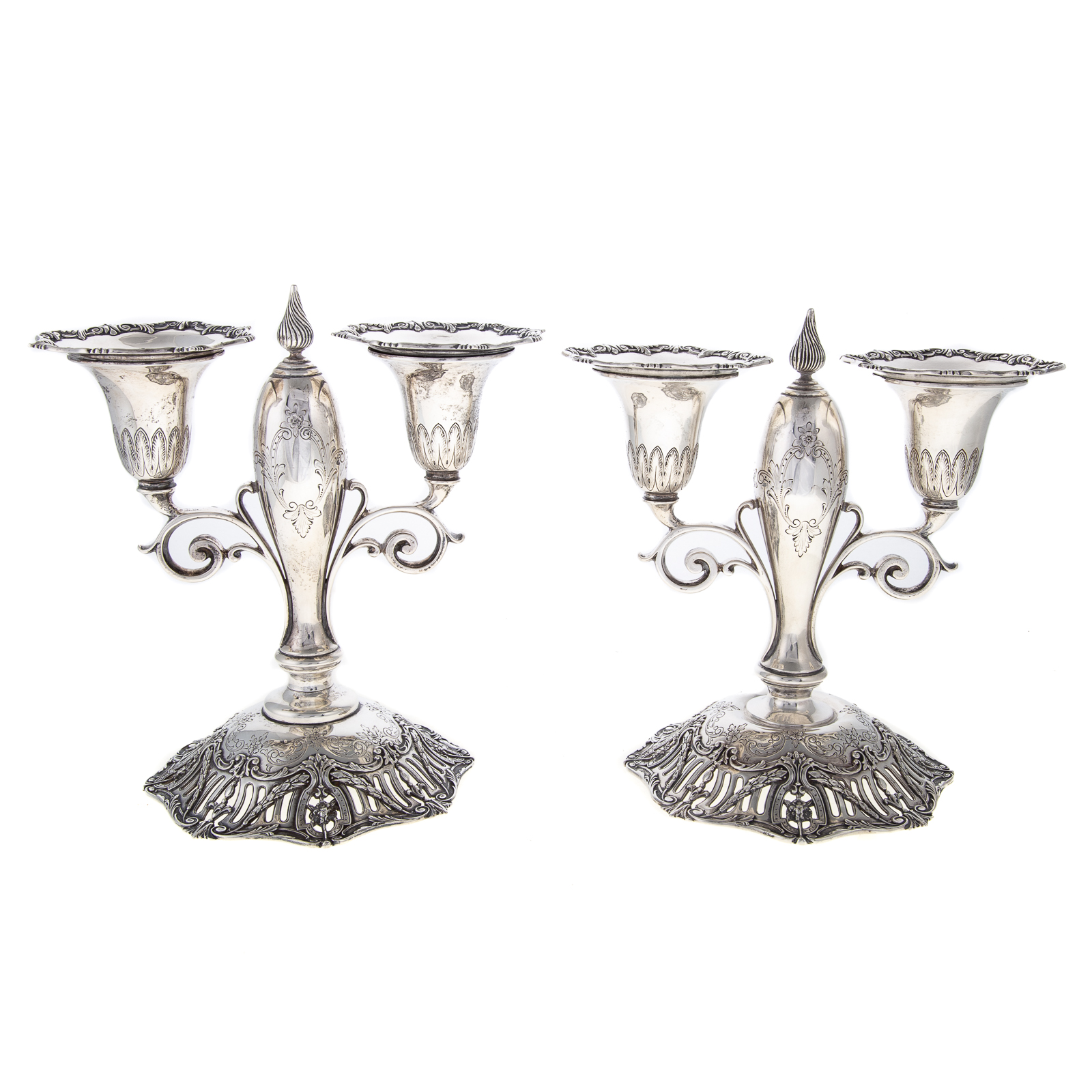 Appraisal: PAIR OF GRAFF WASHBOURNE DUNN STERLING CANDELABRA New York NY