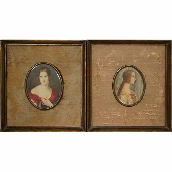 Appraisal: Miniature Portraits on Ivory Early th century each watercolor on