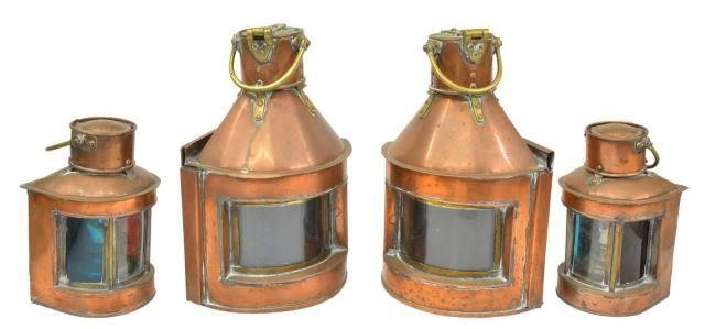 Appraisal: lot of Copper and brass ships lanterns fitted with clear