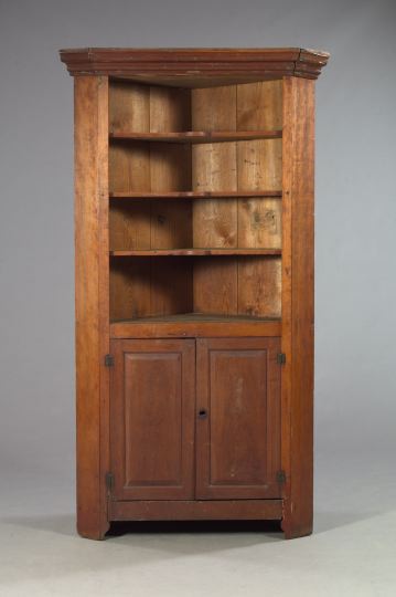 Appraisal: Early American Cherrywood Corner Cabinet early th century the top