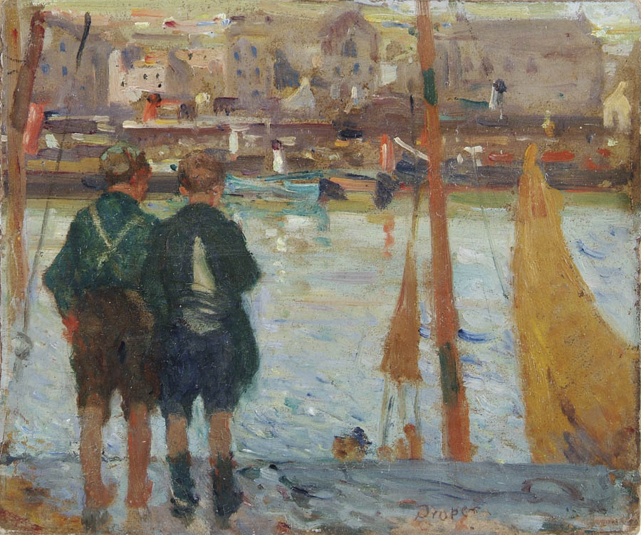 Appraisal: IDA SEDGWICK PROPER American - HARBOR SCENE WITH TWO BOYS