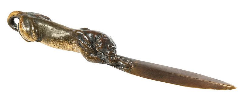 Appraisal: Anna Hyatt Huntington Letter Opener South Carolina - Grooming jaguar