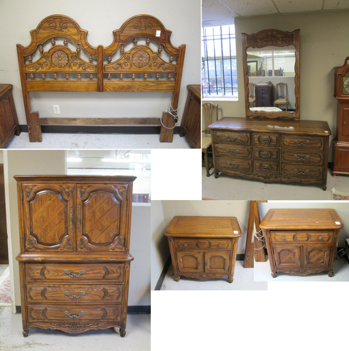 Appraisal: FIVE-PIECE PROVINCIAL STYLE BEDROOM FURNITURE SET Thomasville Furniture Co dated