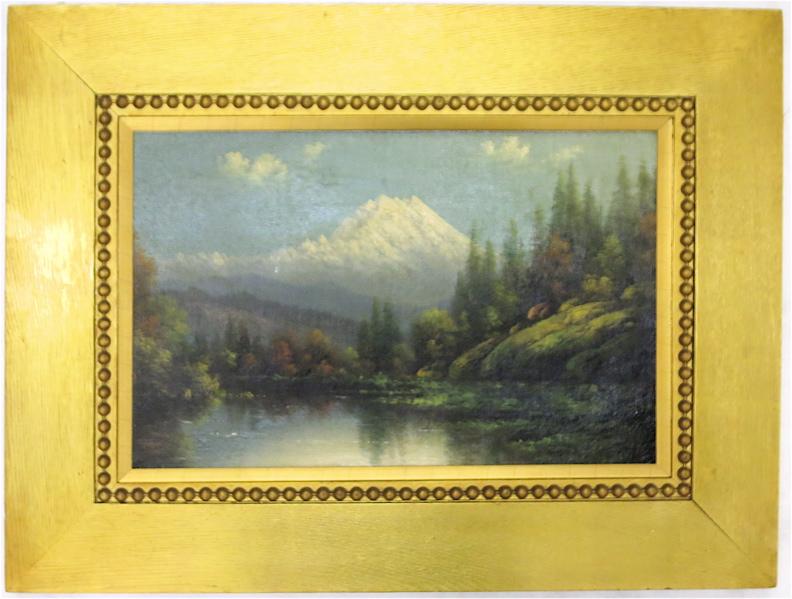 Appraisal: ELIZA R BARCHUS OIL ON BOARD Oregon - Mt Rainier