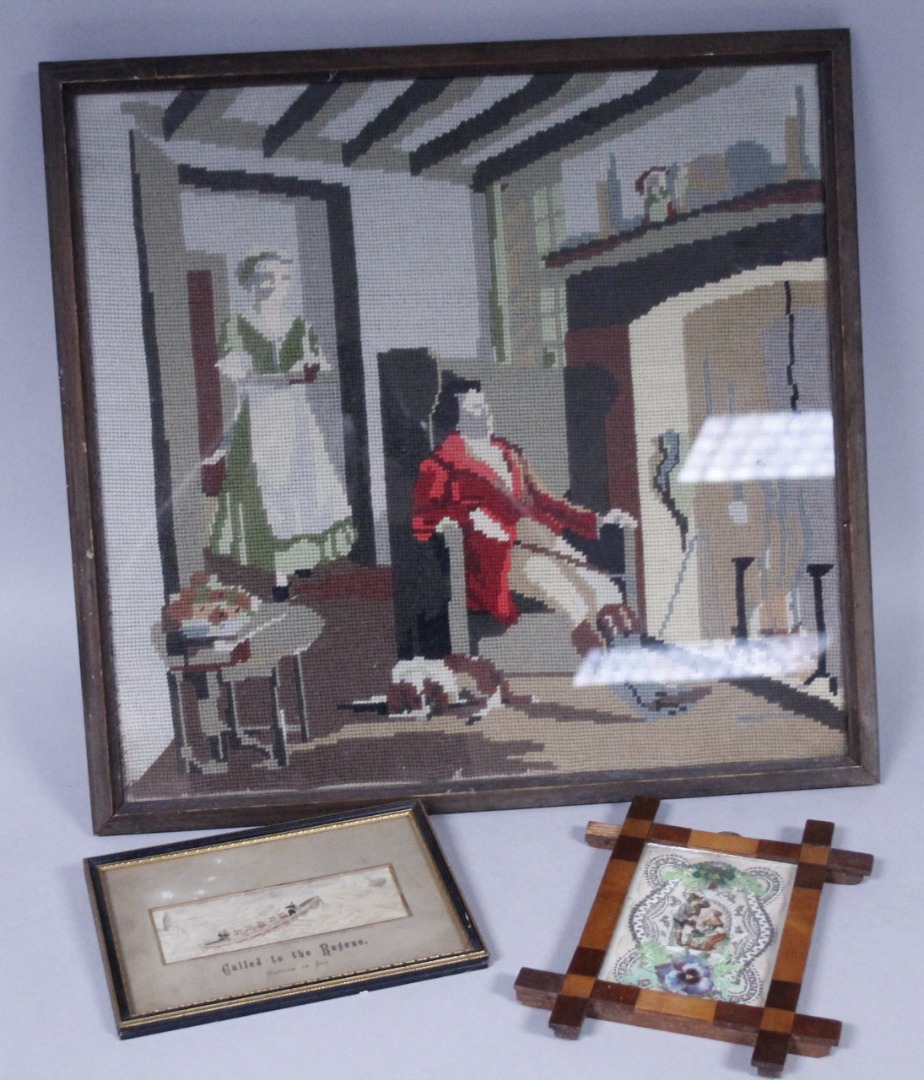 Appraisal: A Victorian scrap work decoupage picture centred with a courting