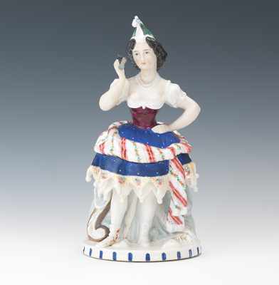 Appraisal: A Naughty Lady Figural Tobacco Jar Conta Bohme Daring decolletage