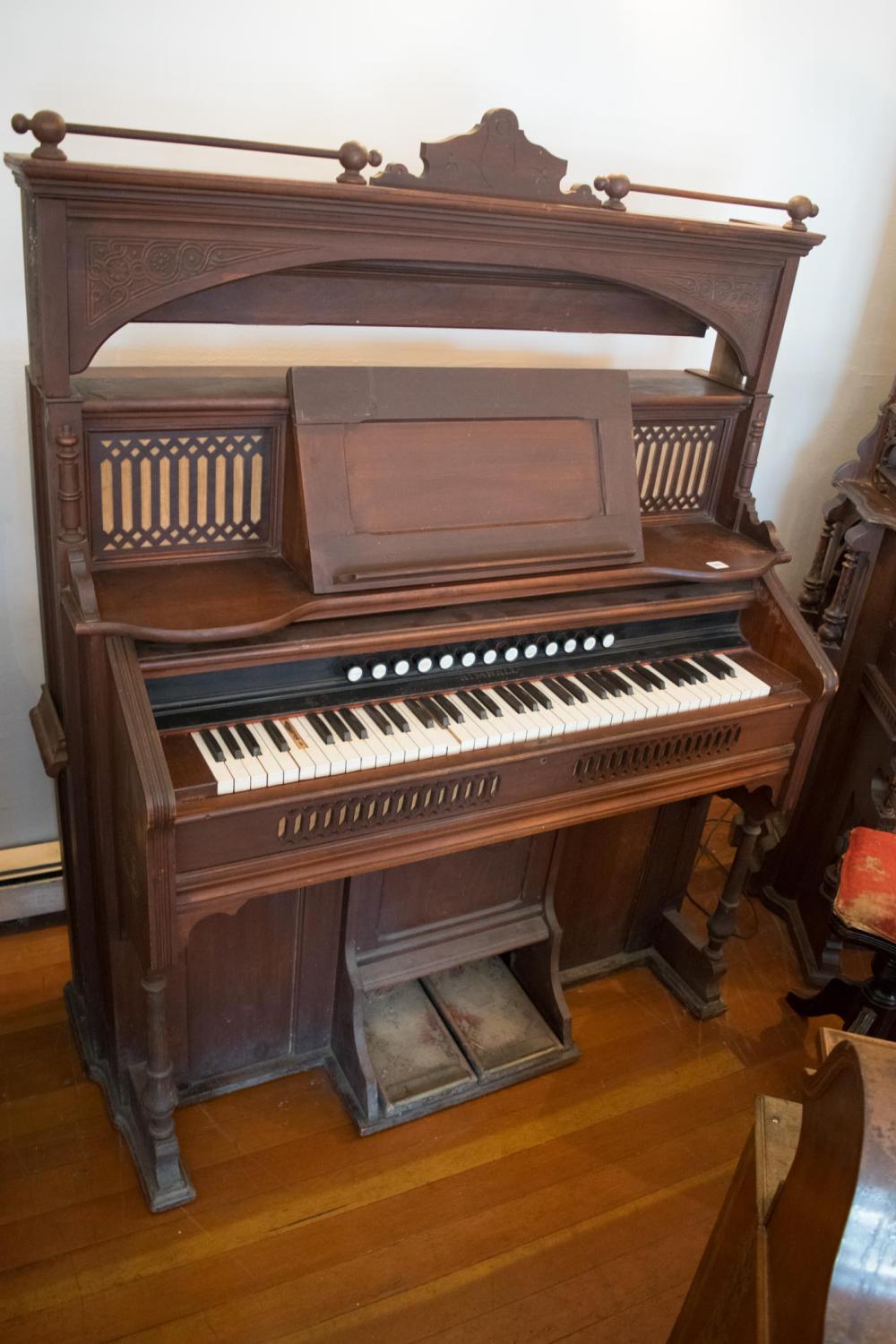 Appraisal: VICTORIAN WALNUT PARLOR PUMP ORGAN W W Kimball Co Chicago