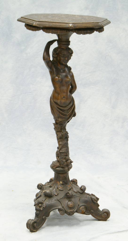 Appraisal: Carved Venetian fantasy nude female figural pedestal top with a