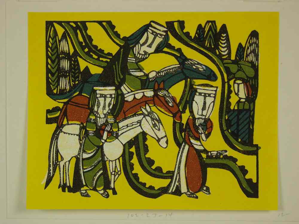 Appraisal: COLOR WOODCUT - 'Wise Men' by Sadao Watanabe - unsigned