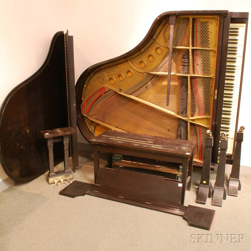 Appraisal: Steinway Sons Ebonized Baby Grand Piano and Bench New York