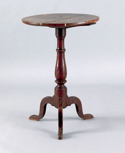 Appraisal: Walnut candlestand ca with circular top and baluster standard supported