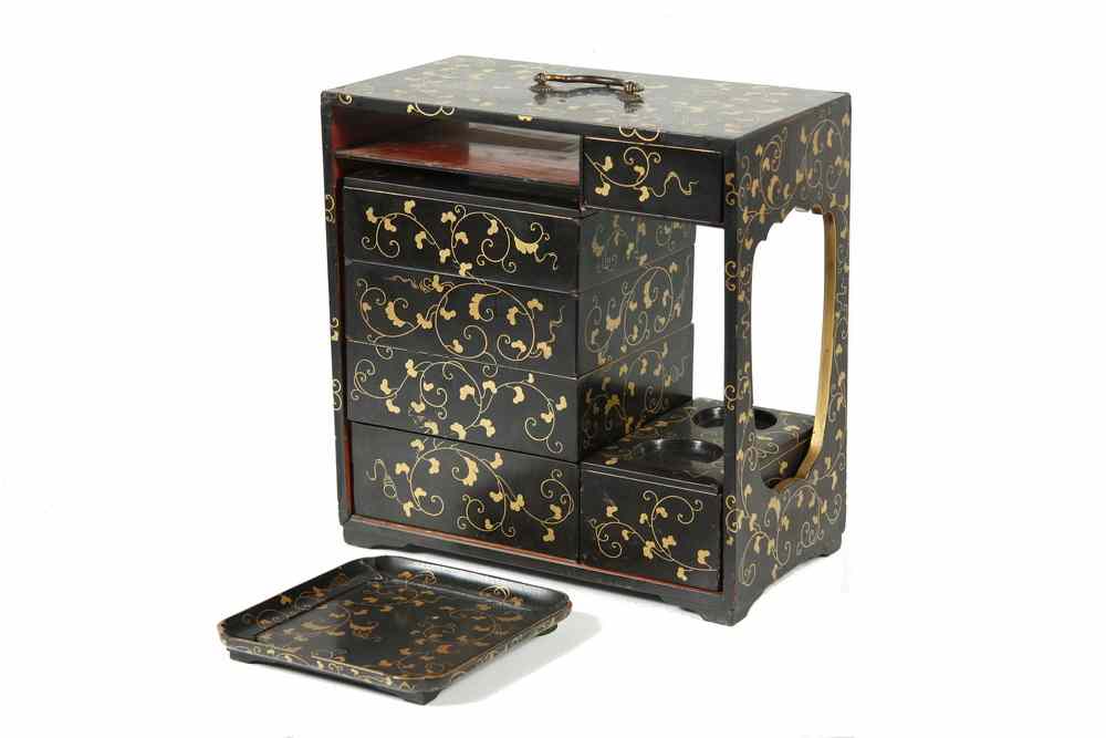 Appraisal: PICNIC CABINET - Late th early th c Japanese black