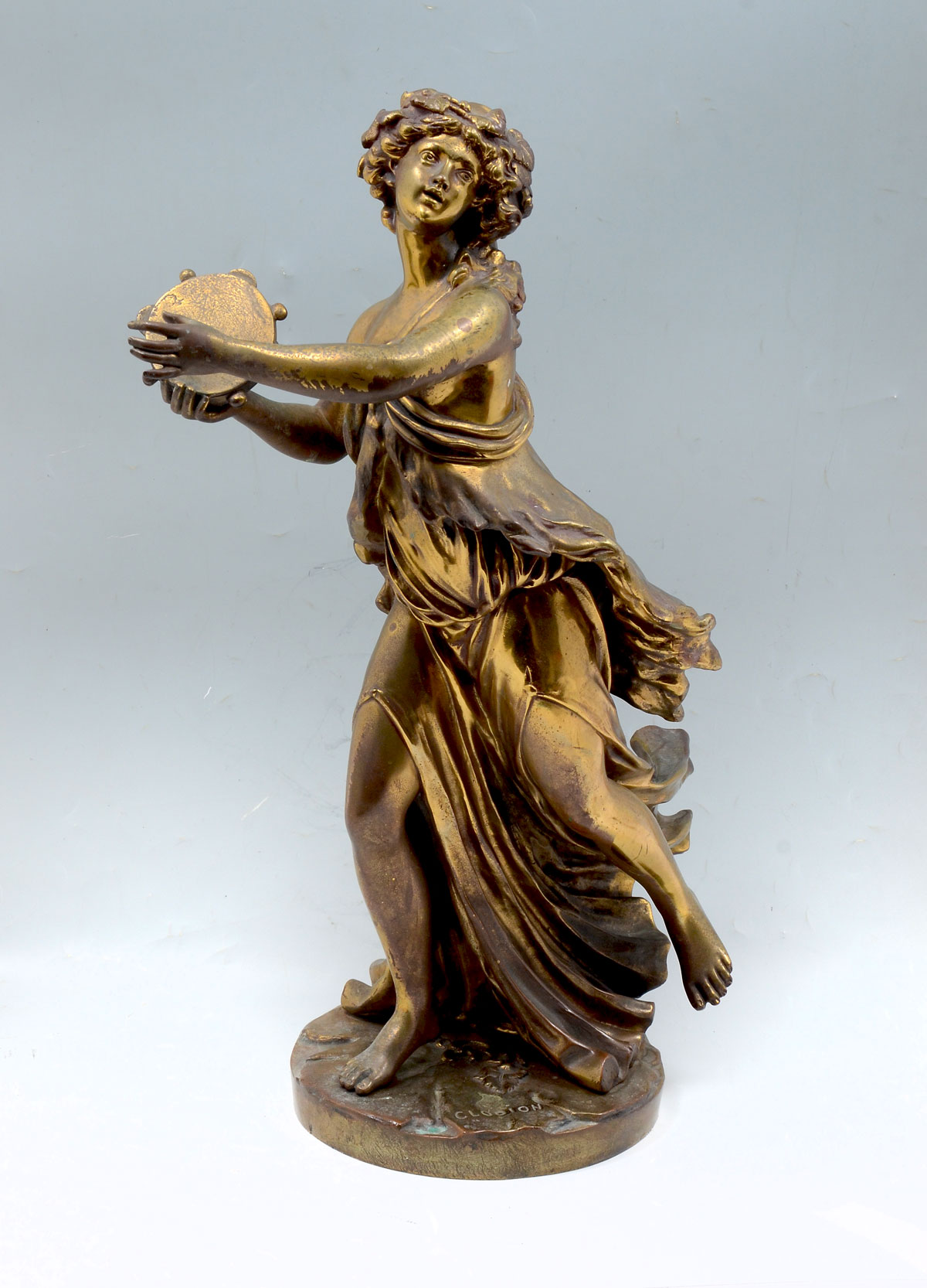 Appraisal: TH CENTURY BRONZE TAMBOURINE GIRL AFTER CLODION Solid Bronze Exception