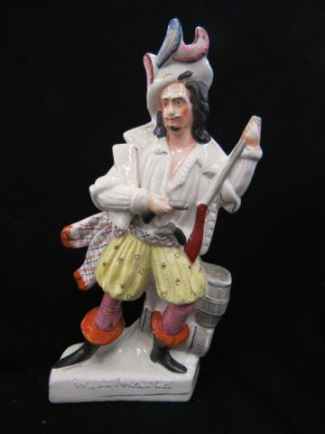 Appraisal: Staffordshire Pottery Figurine Will Watch guard with barrels of liquor