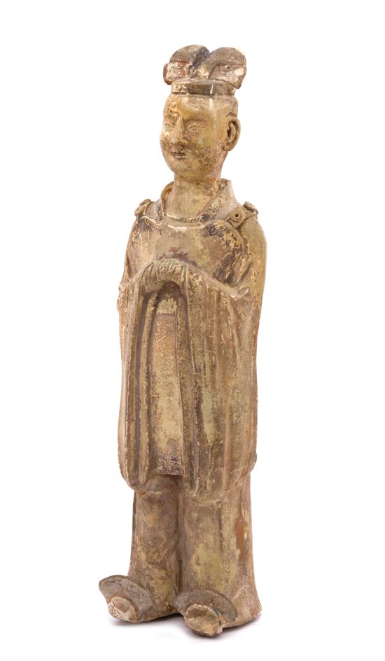 Appraisal: Sale Lot A Chinese Straw-Glazed Pottery Figure of a Standing