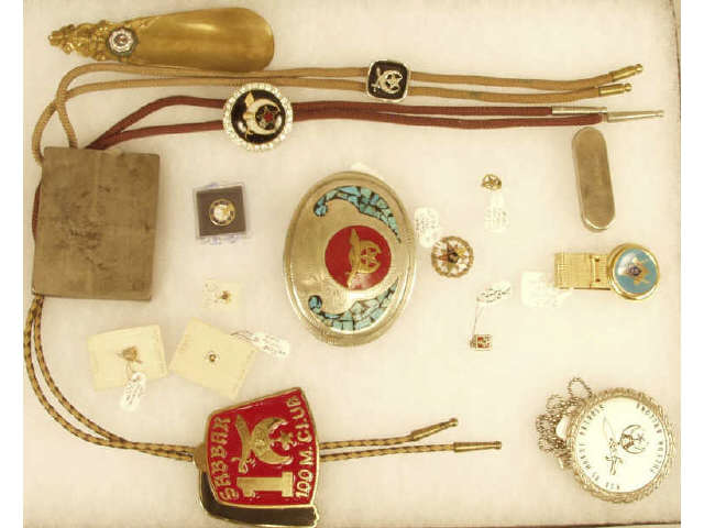 Appraisal: Collection of Masonic and Lodge items including pins bolo ties