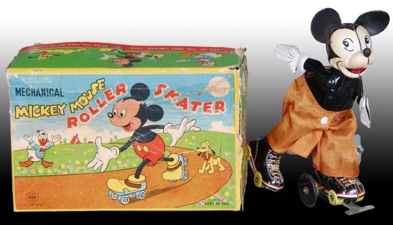 Appraisal: Walt Disney Linemar Mickey Roller Skater Toy Description Original box