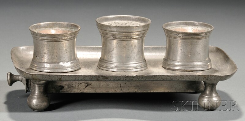 Appraisal: Pewter and Copper Ink Standish th century with two ink