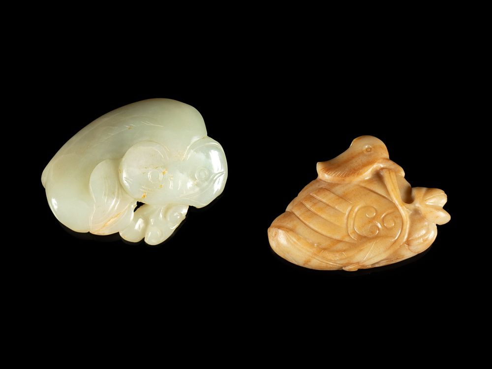 Appraisal: Two Jade Animal-Form Carvings Length of larger in cm Two